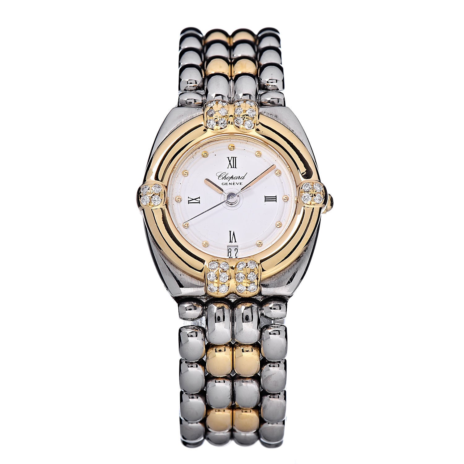Chopard Stainless Steel 18K Yellow Gold Diamond 23mm Gstaad Quartz Watch 1 of 6