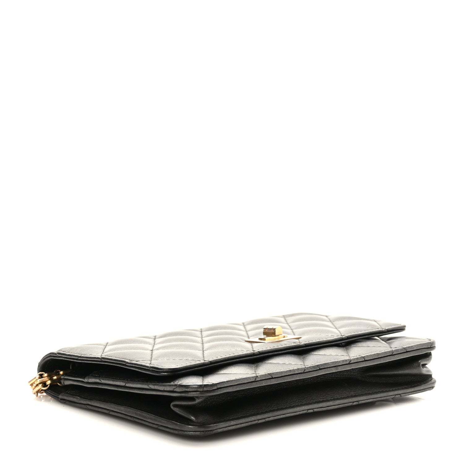 Chanel Metallic Calfskin Quilted 2.55 Reissue Wallet On Chain WOC Grey 4 of 9