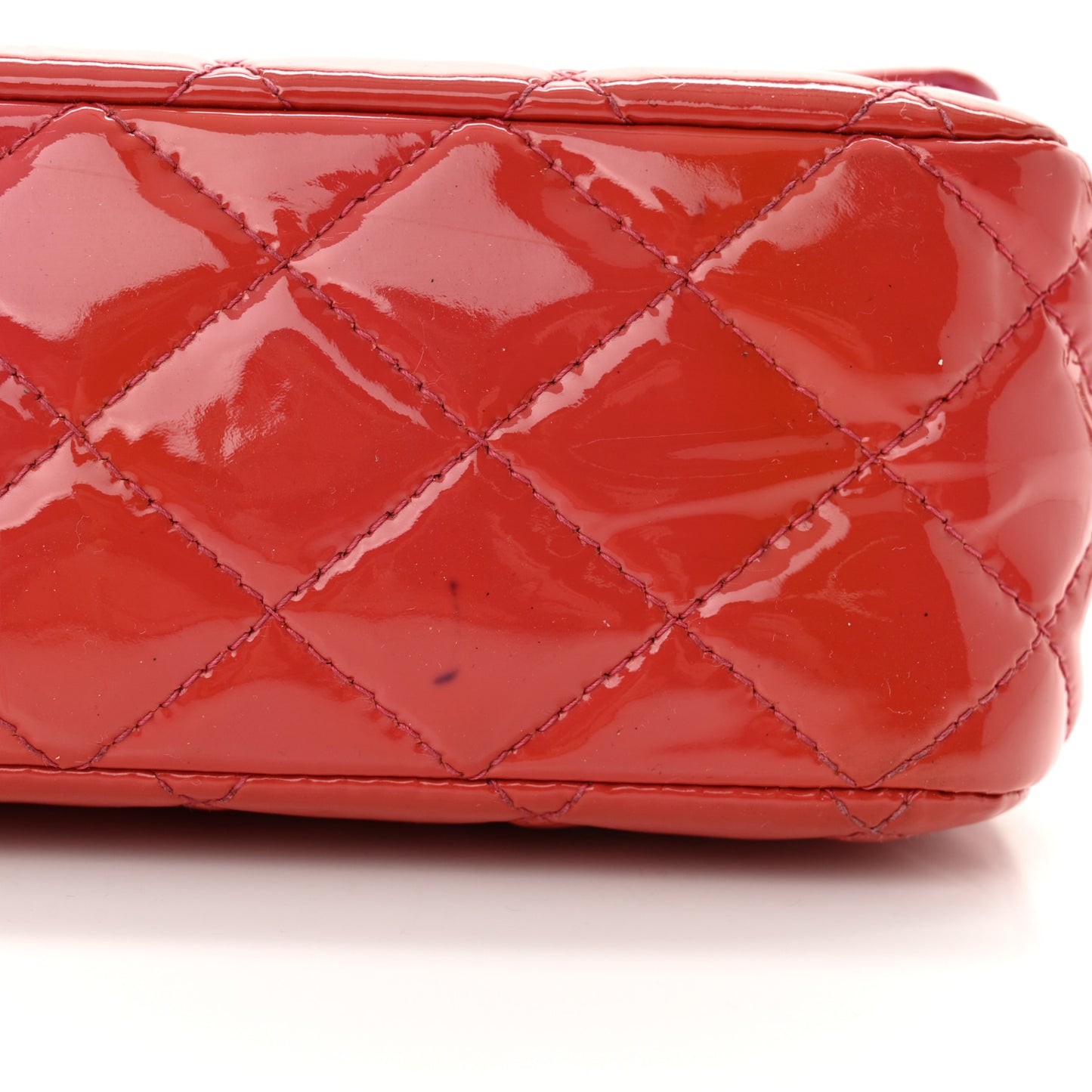 Patent Quilted Medium Double Flap Dark Pink