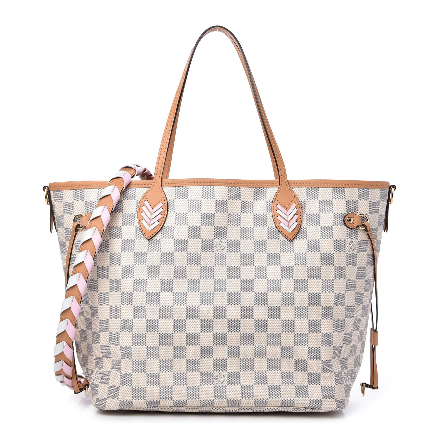 Louis Vuitton Damier Azur Braided Neverfull MM Pink 1 of 9