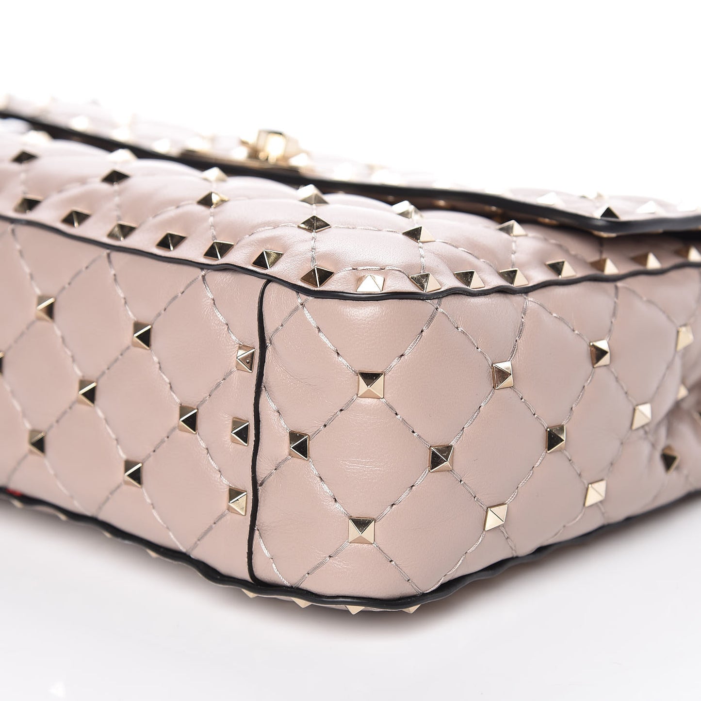 Lambskin Medium Rockstud Spike Shoulder Bag Poudre
