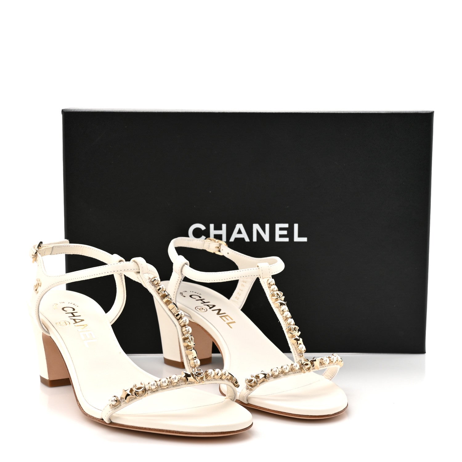 Chanel Lambskin Pearl CC Star Sandals 36.5 White 10 of 10