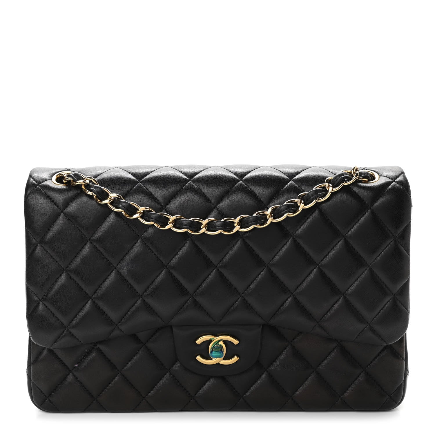 Chanel Lambskin Quilted Jumbo Double Flap Black 1 of 10