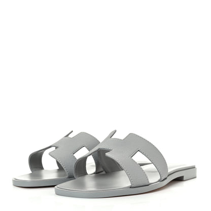 Hermes Epsom Oran Sandals 36.5 Bleu Glacier 3 of 9