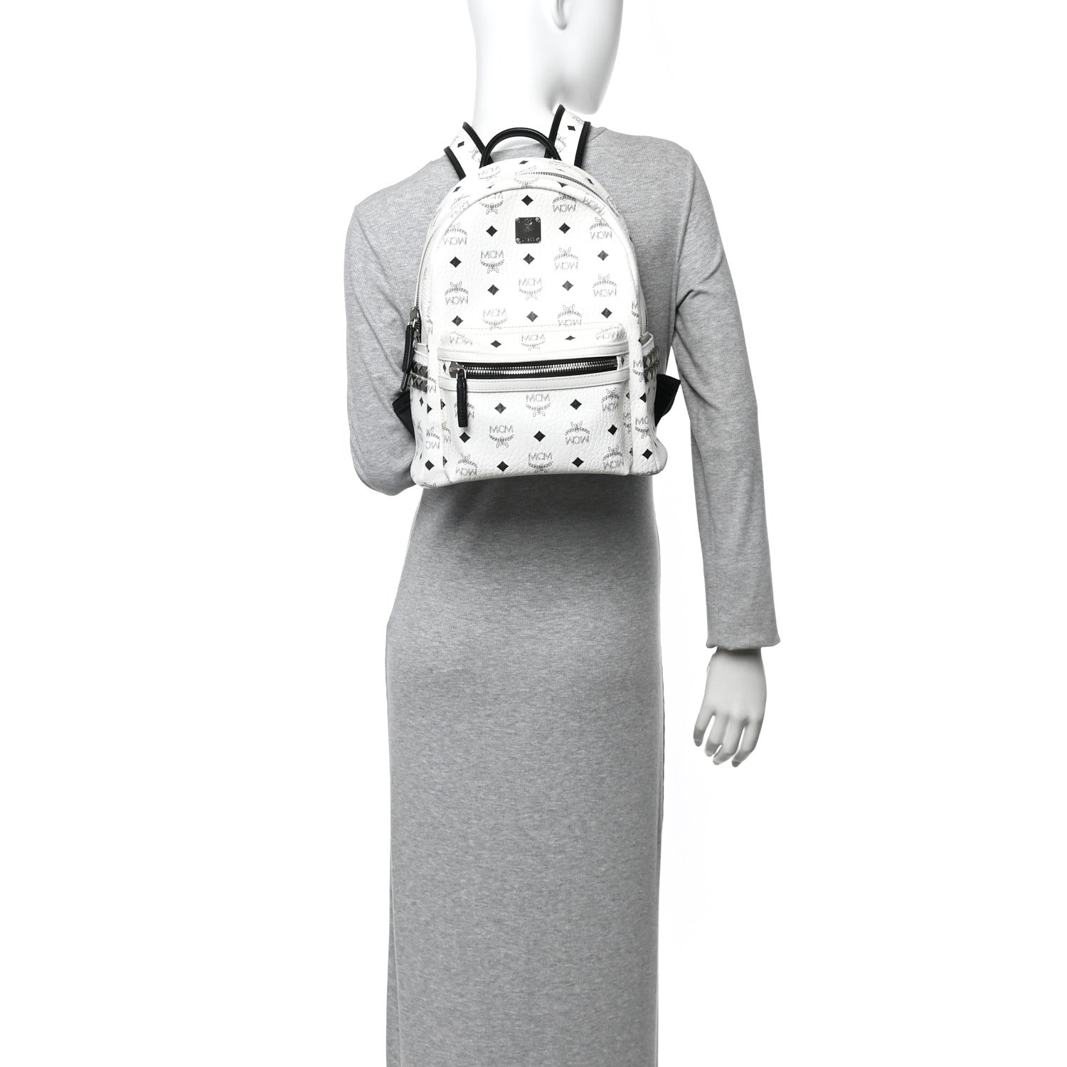 MCM Visetos Small Side Stud Stark Backpack White 1824006
