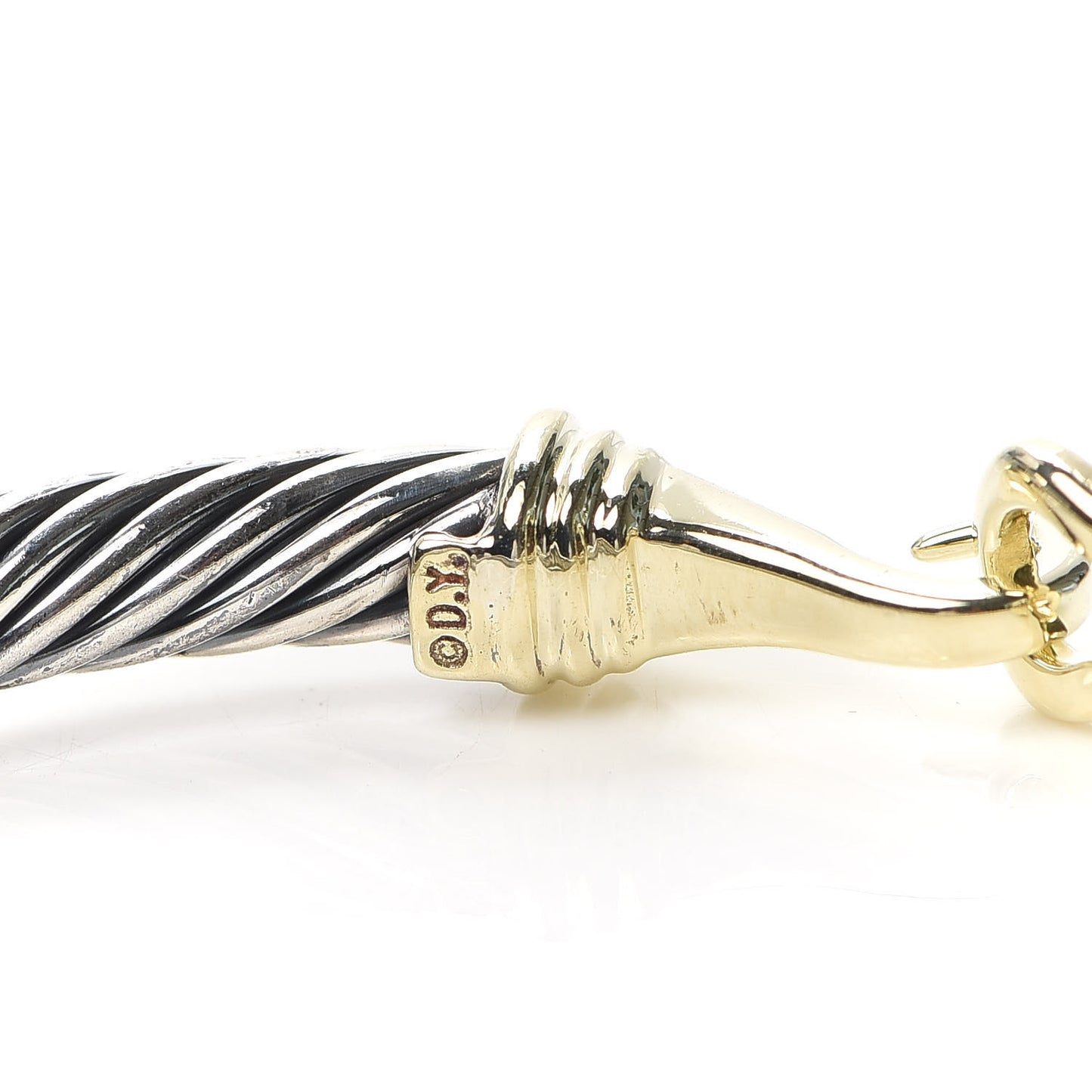 Sterling Silver 14K Yellow Gold 5mm Cable Classic Buckle Bracelet