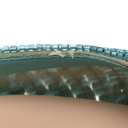 Fendi Organza Sequin Paillettes Colibri Lite 85mm Slingback Pumps 37 Nudo Blue Tiffany 8 of 9