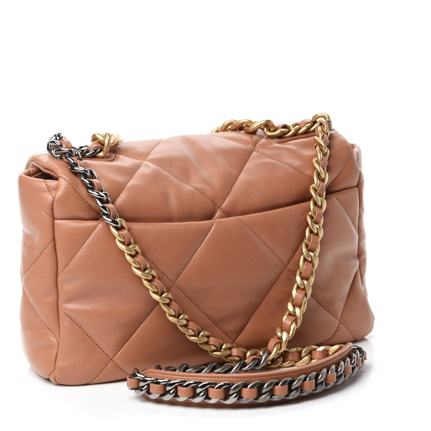 Lambskin Quilted Large Chanel 19 Flap Brown