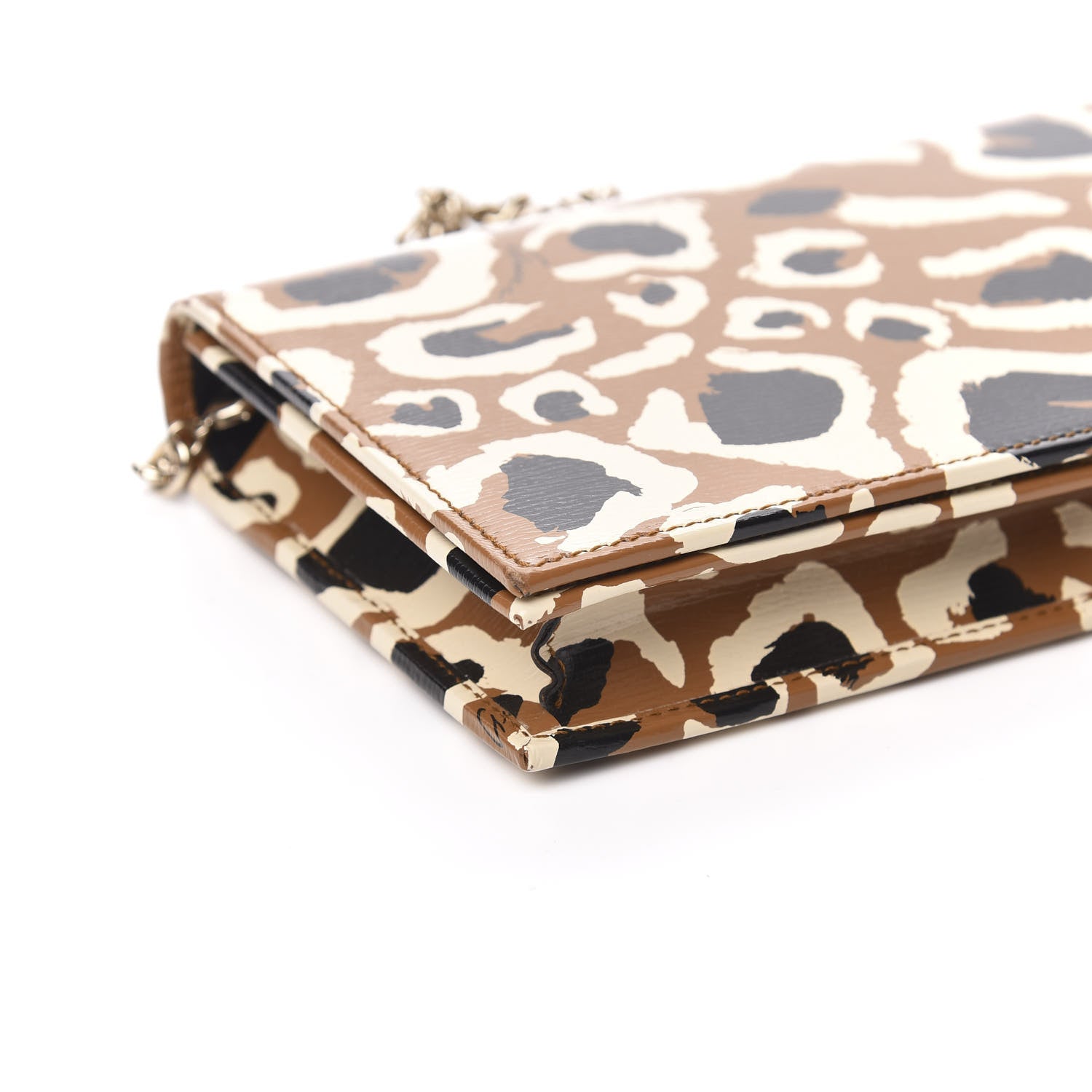 Gucci Patent Leopard Print Betty Chain Wallet Tobacco Black 7 of 9