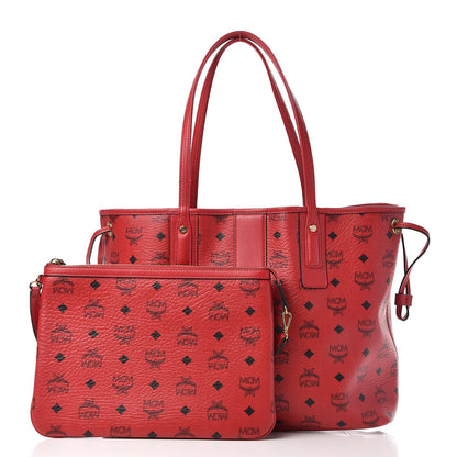 MCM Visetos Medium Liz Reversible Shopper Tote Ruby Red 4 of 14