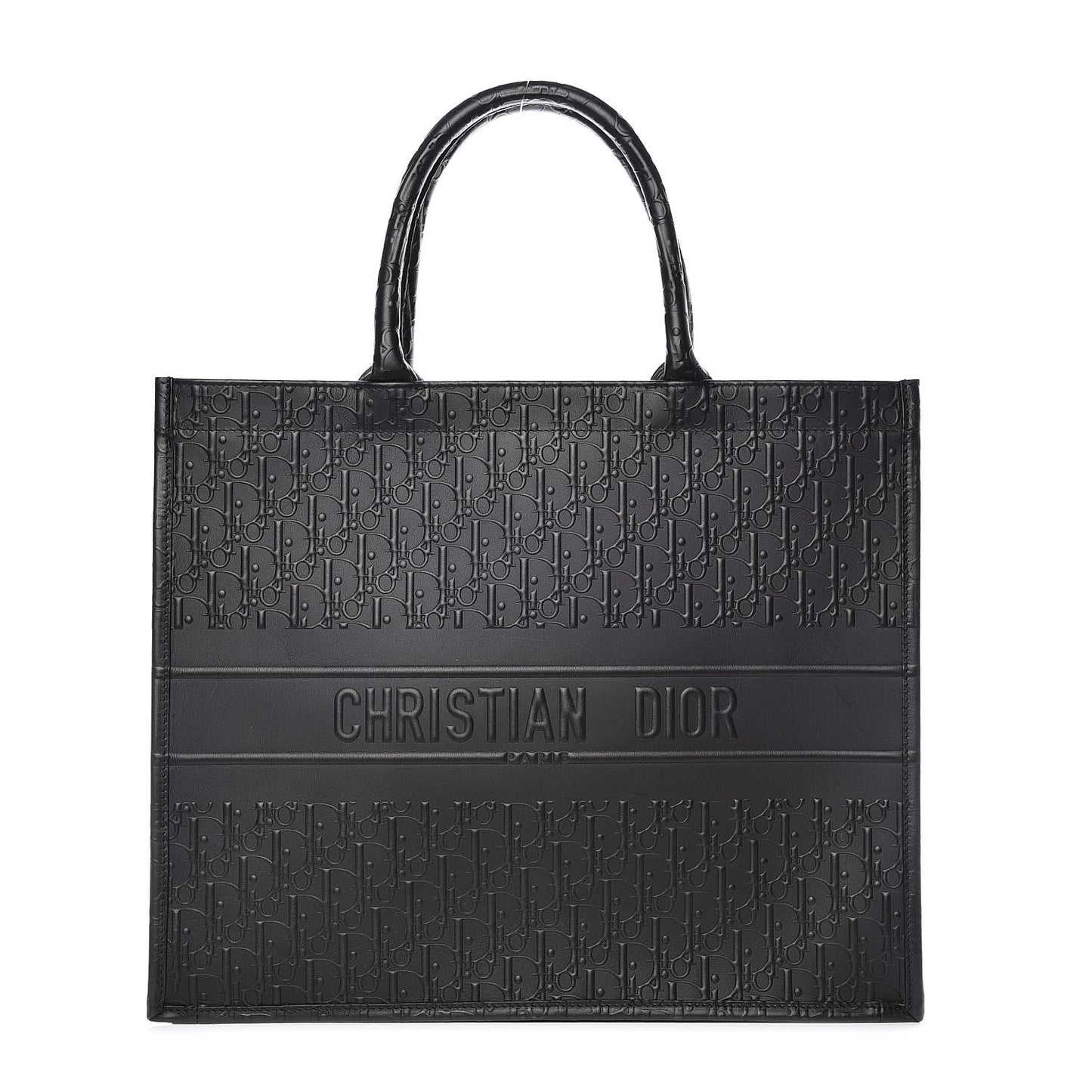 Oblique Calfskin Embossed Book Tote Black