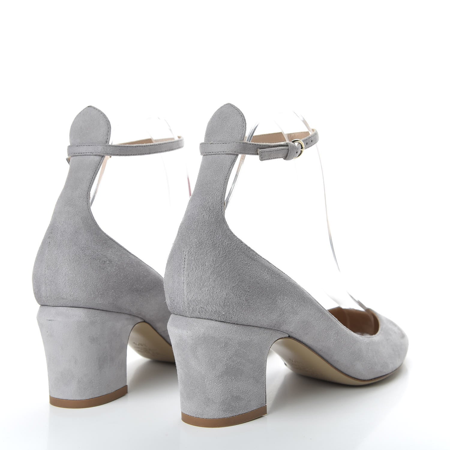 Valentino Garavani Suede Tan-Go Mary Jane 60mm Pumps 38.5 Pastel Grey 4 of 10