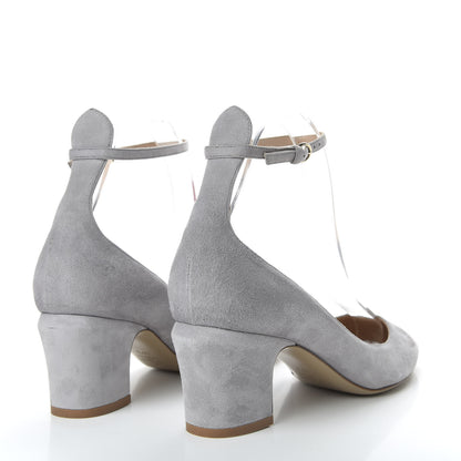Valentino Garavani Suede Tan-Go Mary Jane 60mm Pumps 38.5 Pastel Grey 4 of 10