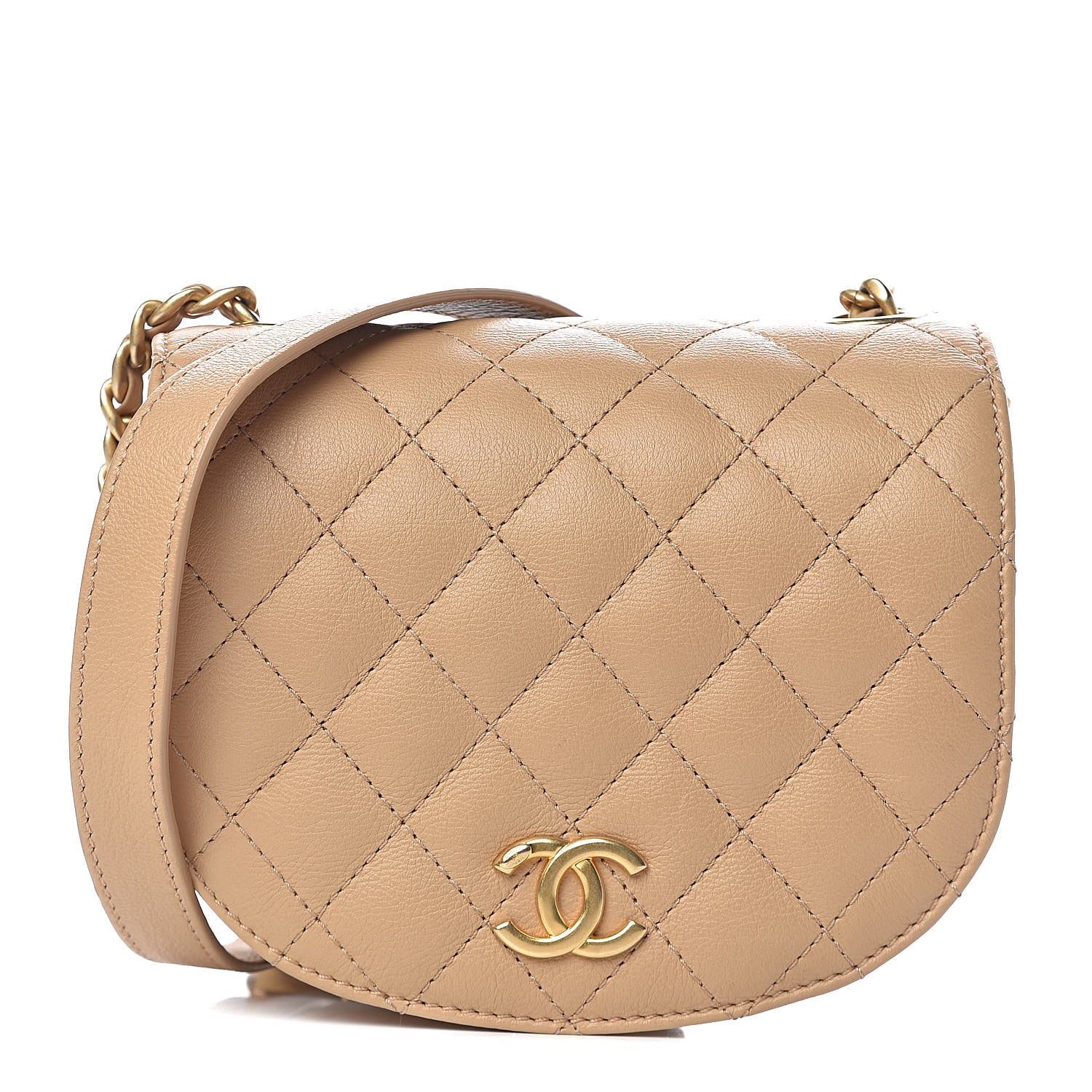 Chanel Calfskin Quilted Small Messenger Flap Beige 1 of 10