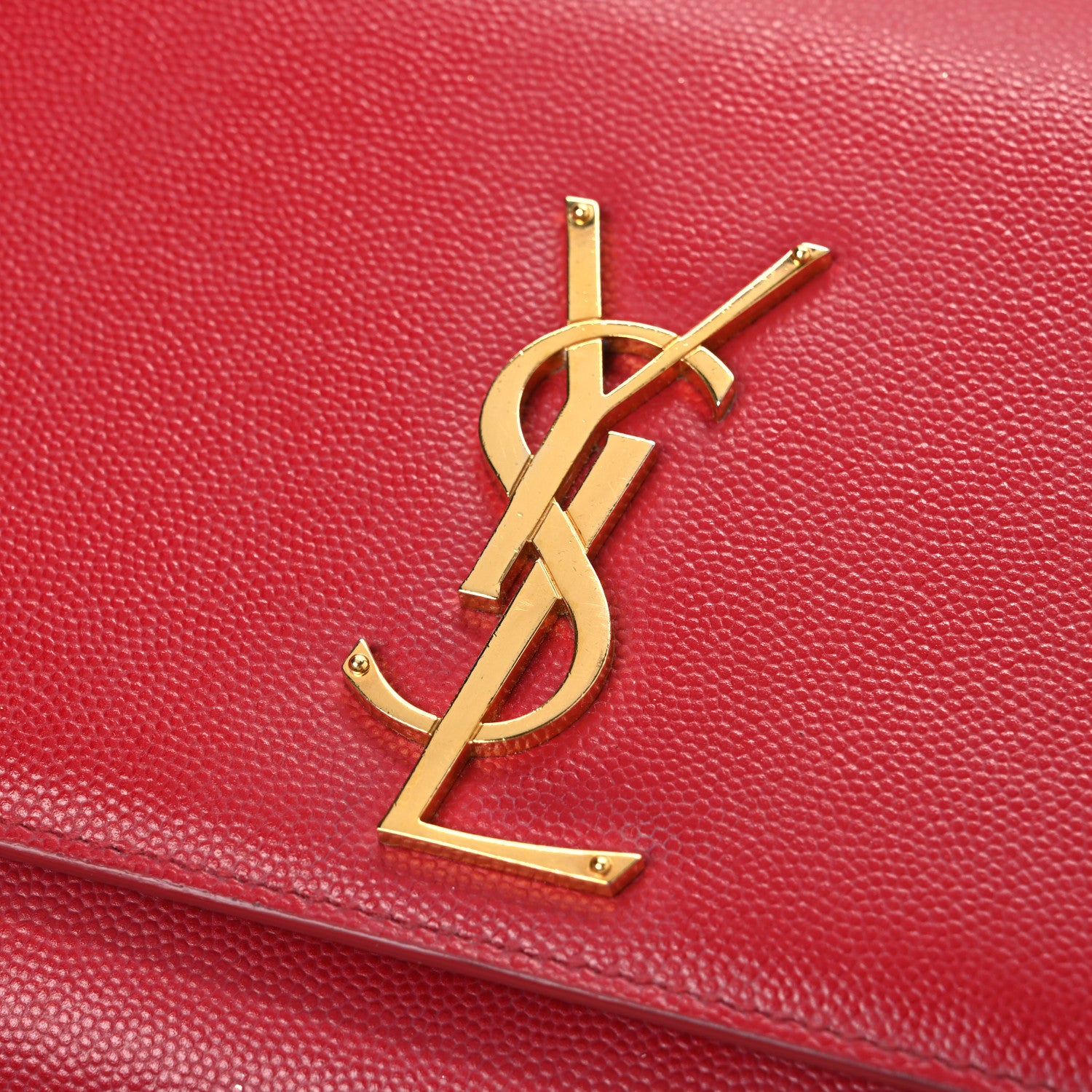Saint Laurent Grain De Poudre Medium Monogram Kate Satchel Red 11 of 12