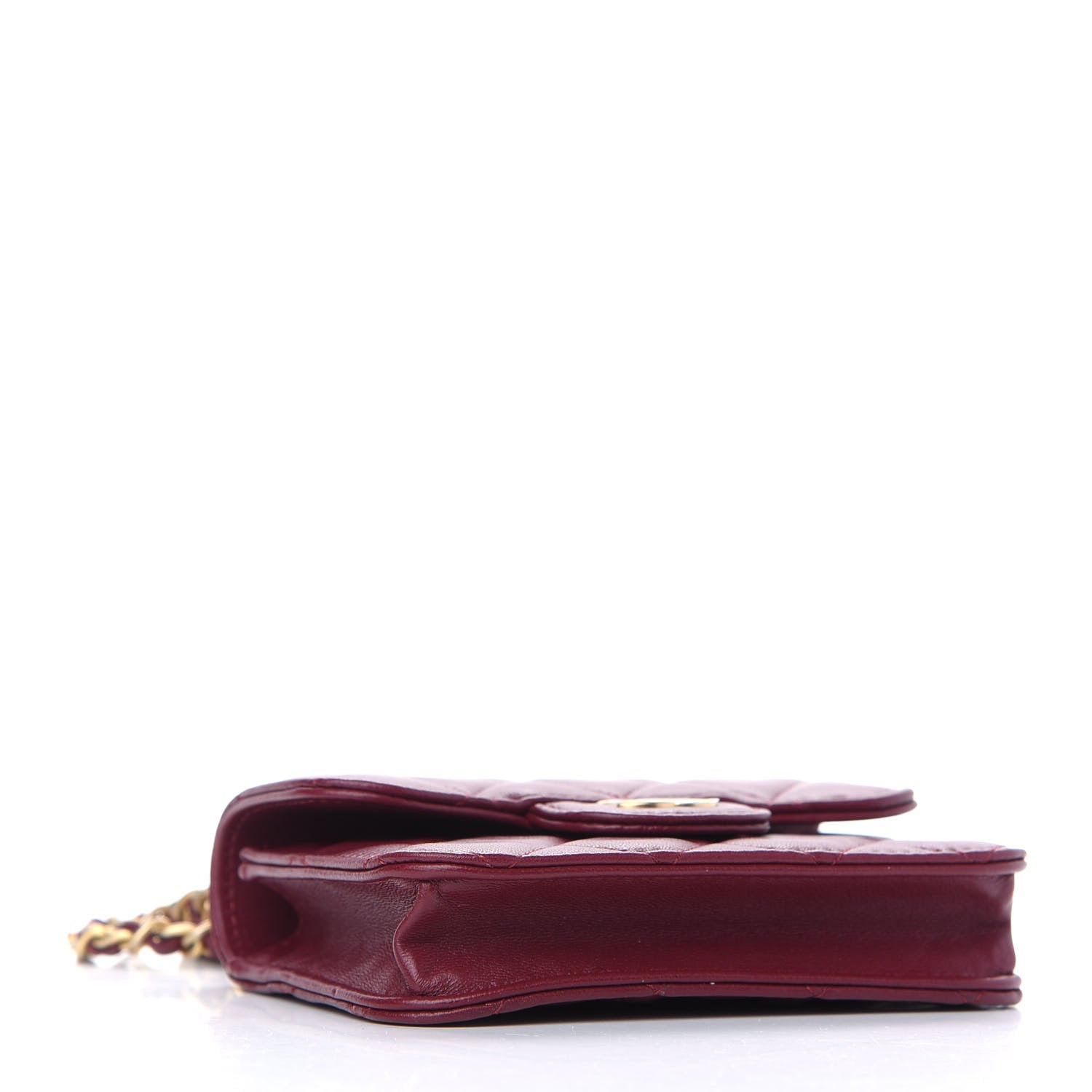 Chanel Lambskin Quilted Top Handle Flap Coin Purse With Chain Burgundy 4 of 11