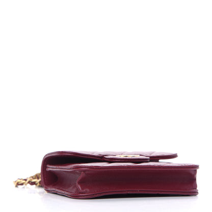 Chanel Lambskin Quilted Top Handle Flap Coin Purse With Chain Burgundy 4 of 11