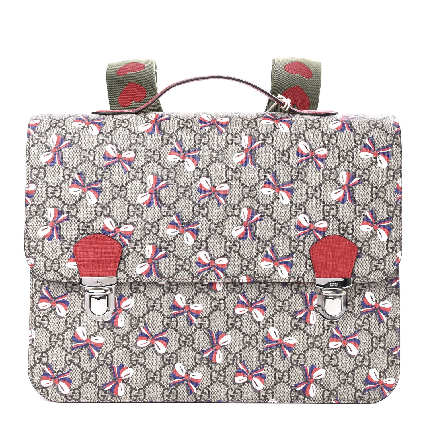 Gucci GG Supreme Monogram Childrens Sylvie Bow Print Backpack Red 1 of 8