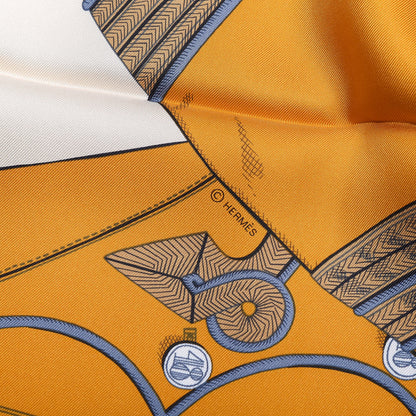 Hermes Silk Zouaves Et Dragons Scarf 90 Lavande Gold Beige 3 of 3