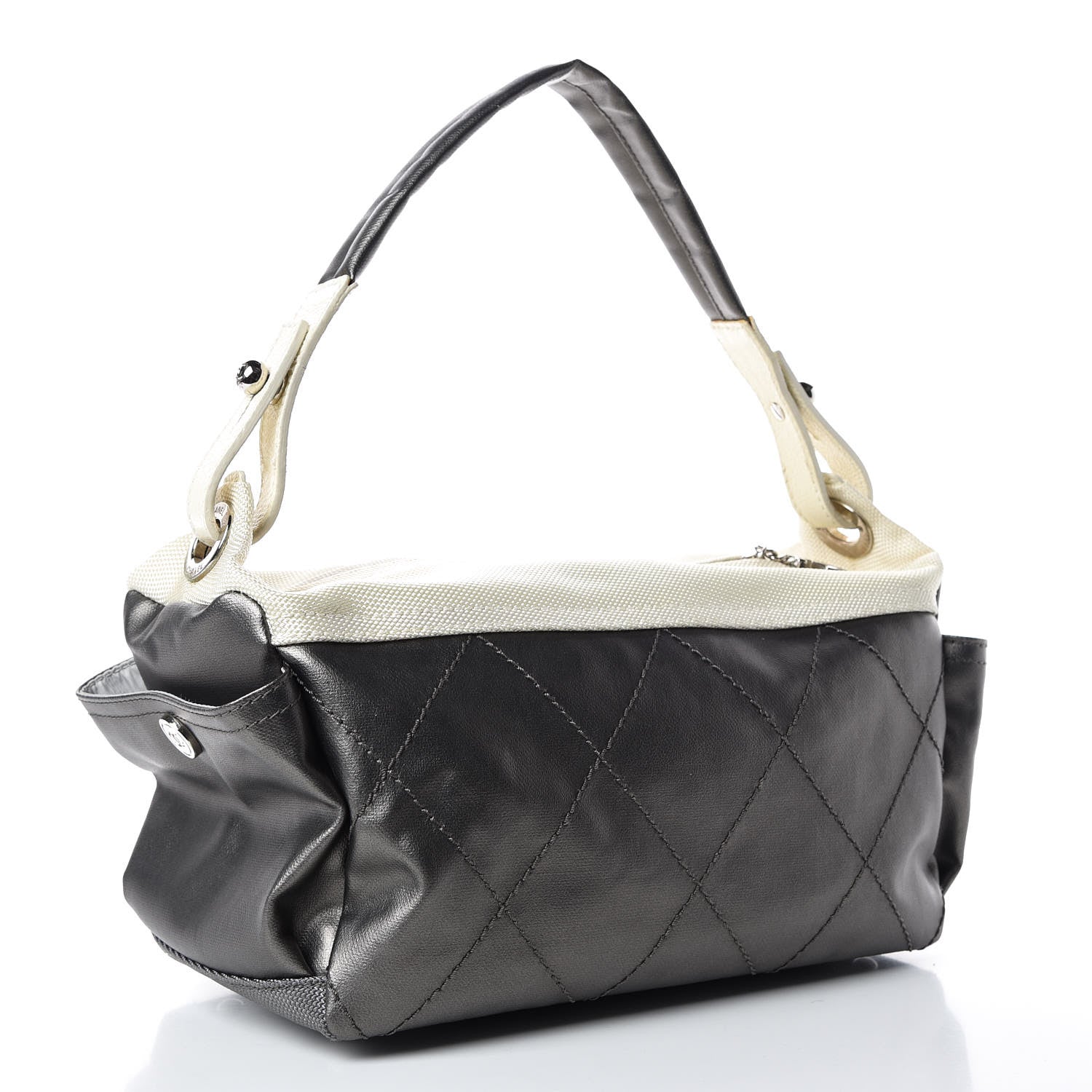Chanel Coated Canvas Paris Biarritz Hobo Silver 3 of 9