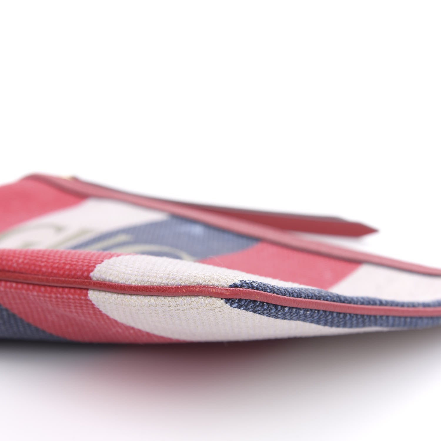 Gucci Canvas Sylvie Stripe Logo Zip Pouch Mystic White Hibiscus Red Maritime 9 of 14