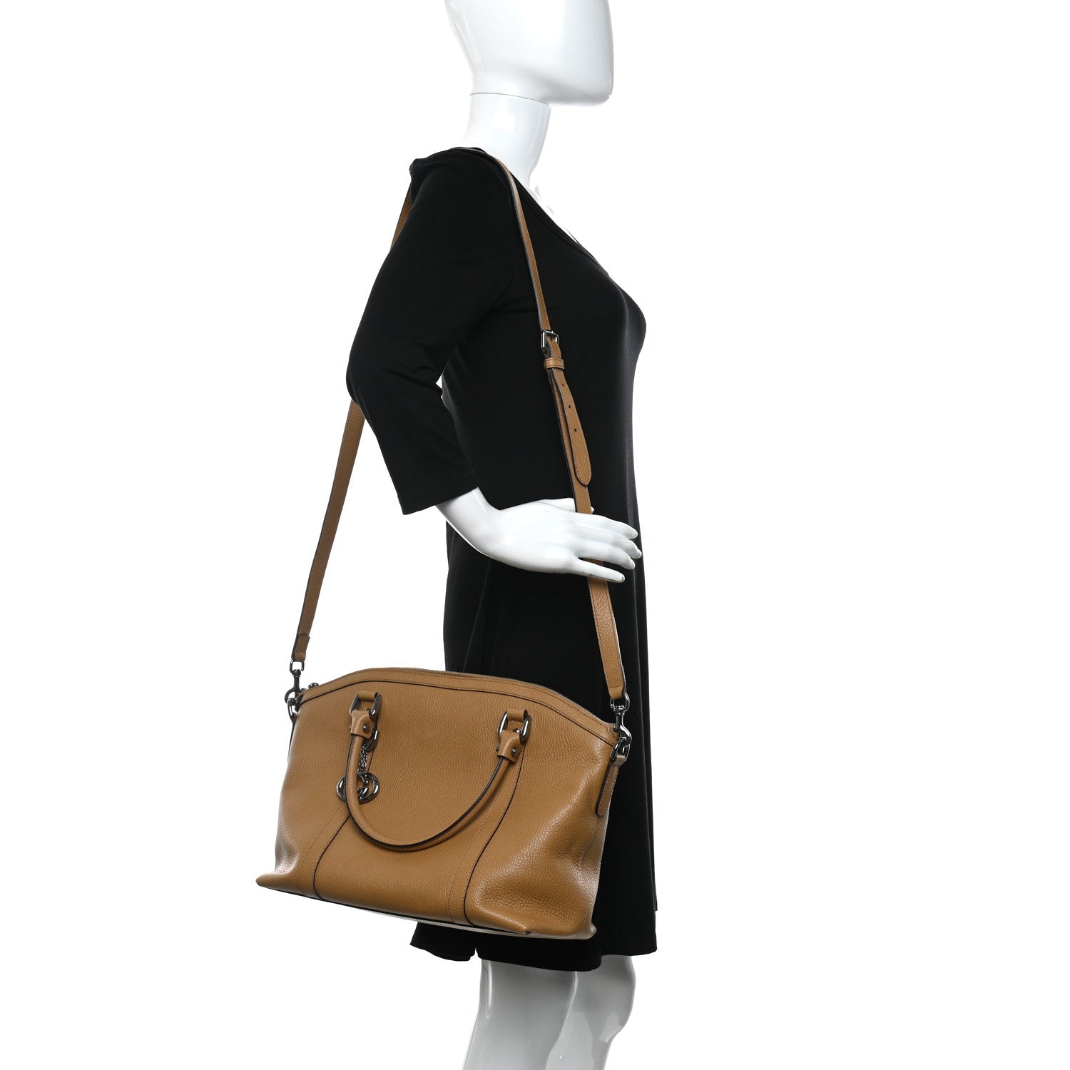 Gucci Pebbled Calfskin Medium GG Convertible Dome Satchel Beige 2 of 12