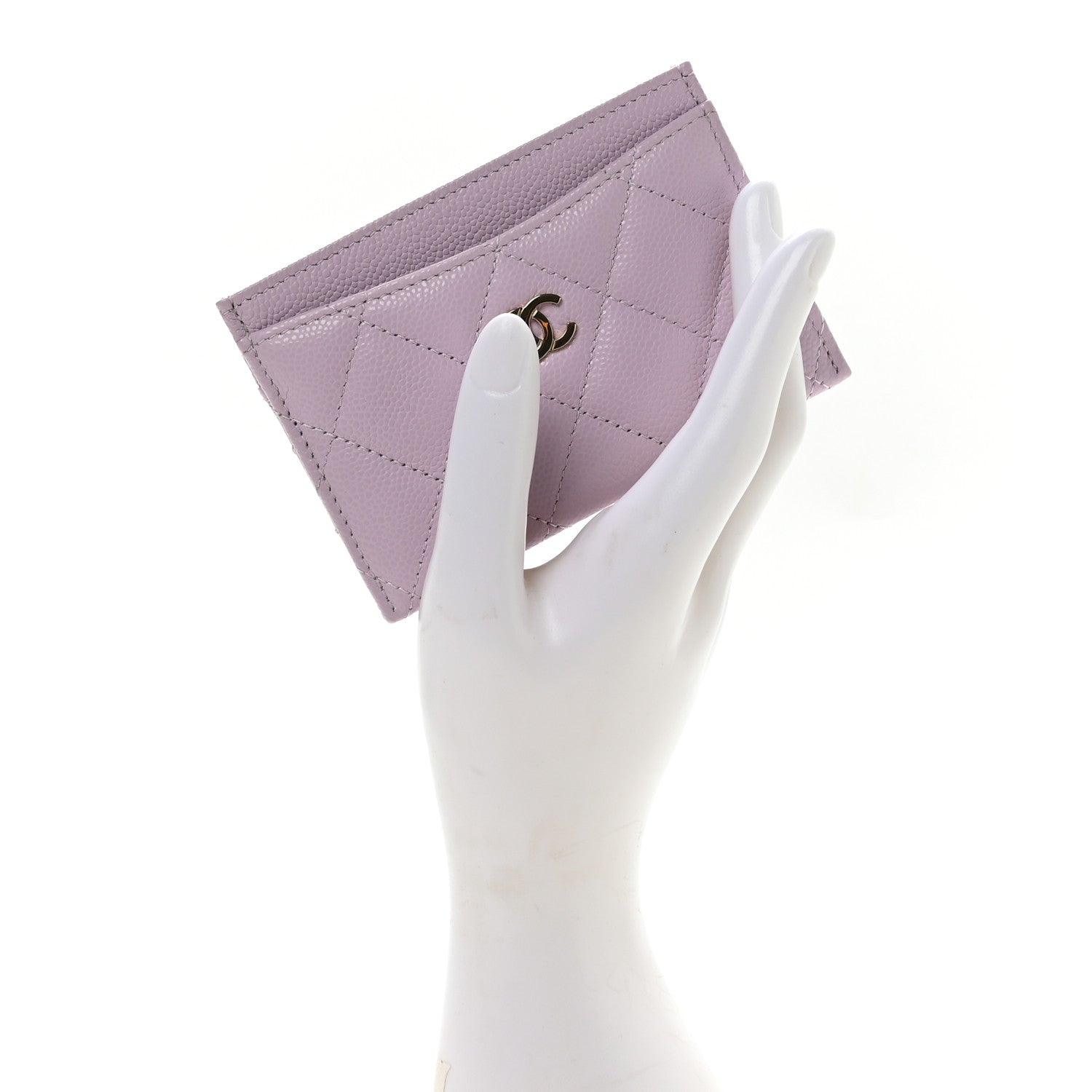 Chanel Caviar Quilted Card Holder Wallet Light Purple 2 of 9
