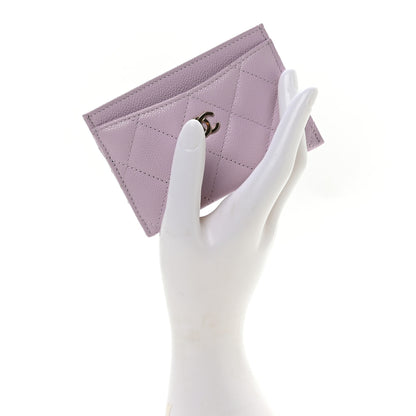 Chanel Caviar Quilted Card Holder Wallet Light Purple 2 of 9