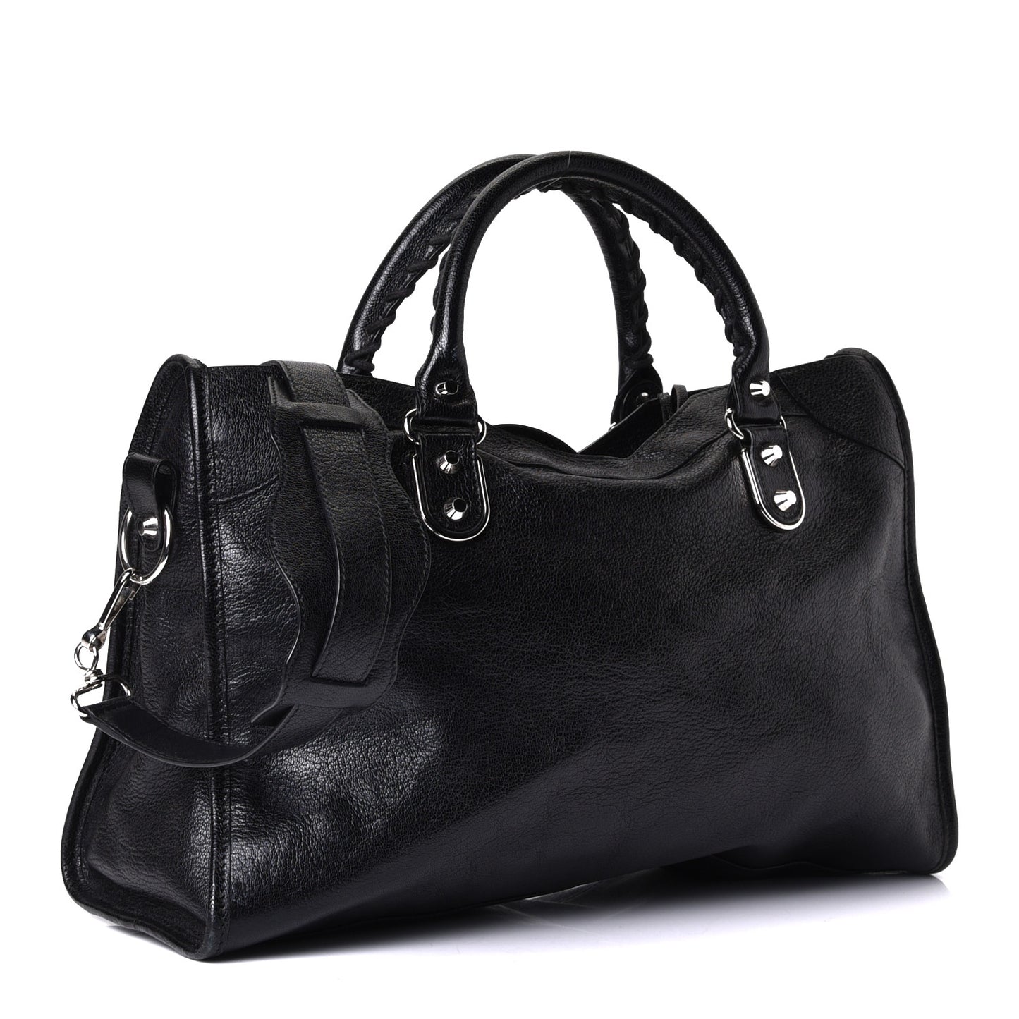 Chevre Silver Metallic Edge Hardware City Black