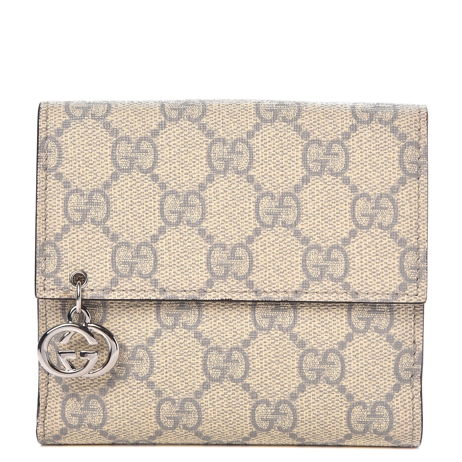 Gucci GG Supreme Monogram GG Pierce French Flap Wallet Ecru Grigio 1 of 9