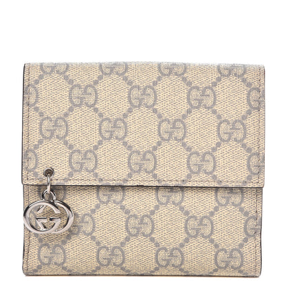 Gucci GG Supreme Monogram GG Pierce French Flap Wallet Ecru Grigio 1 of 9