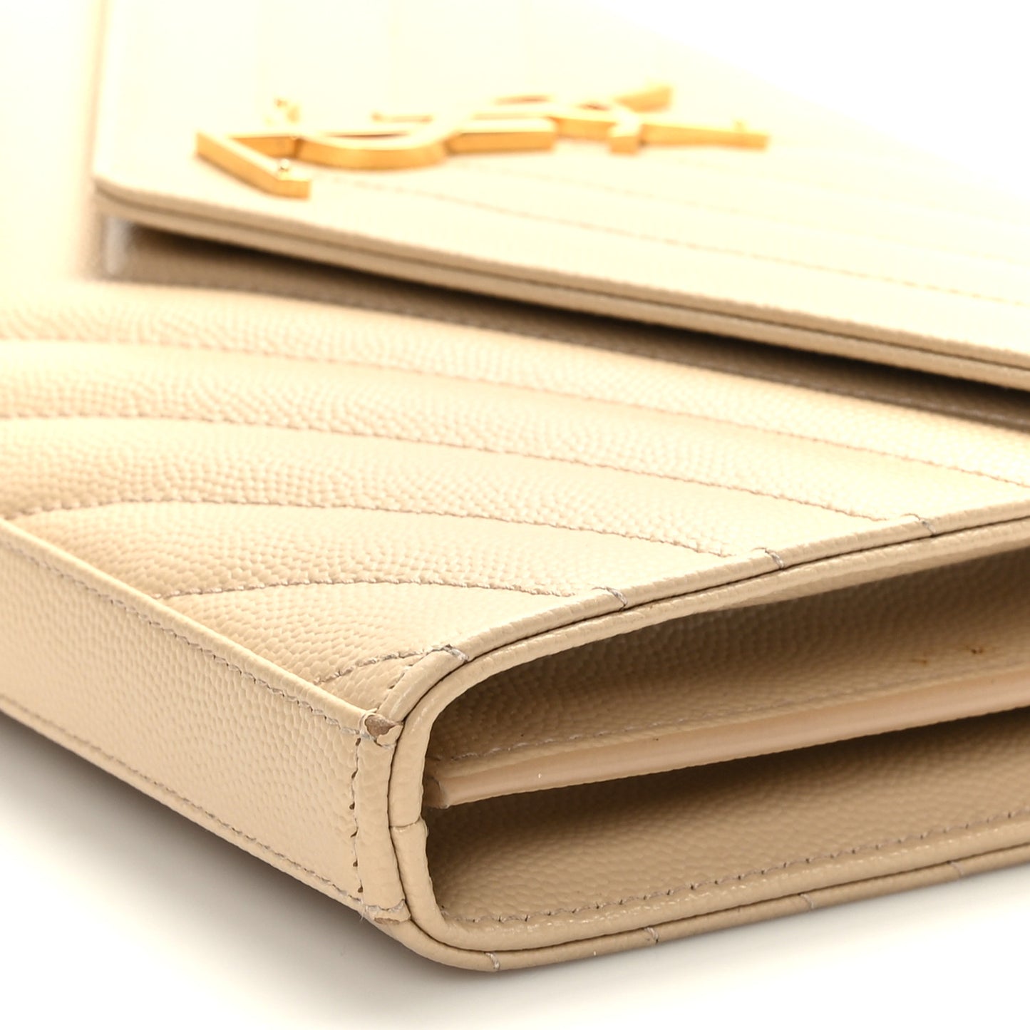 Grain De Poudre Matelasse Chevron Monogram Chain Wallet Dark Beige
