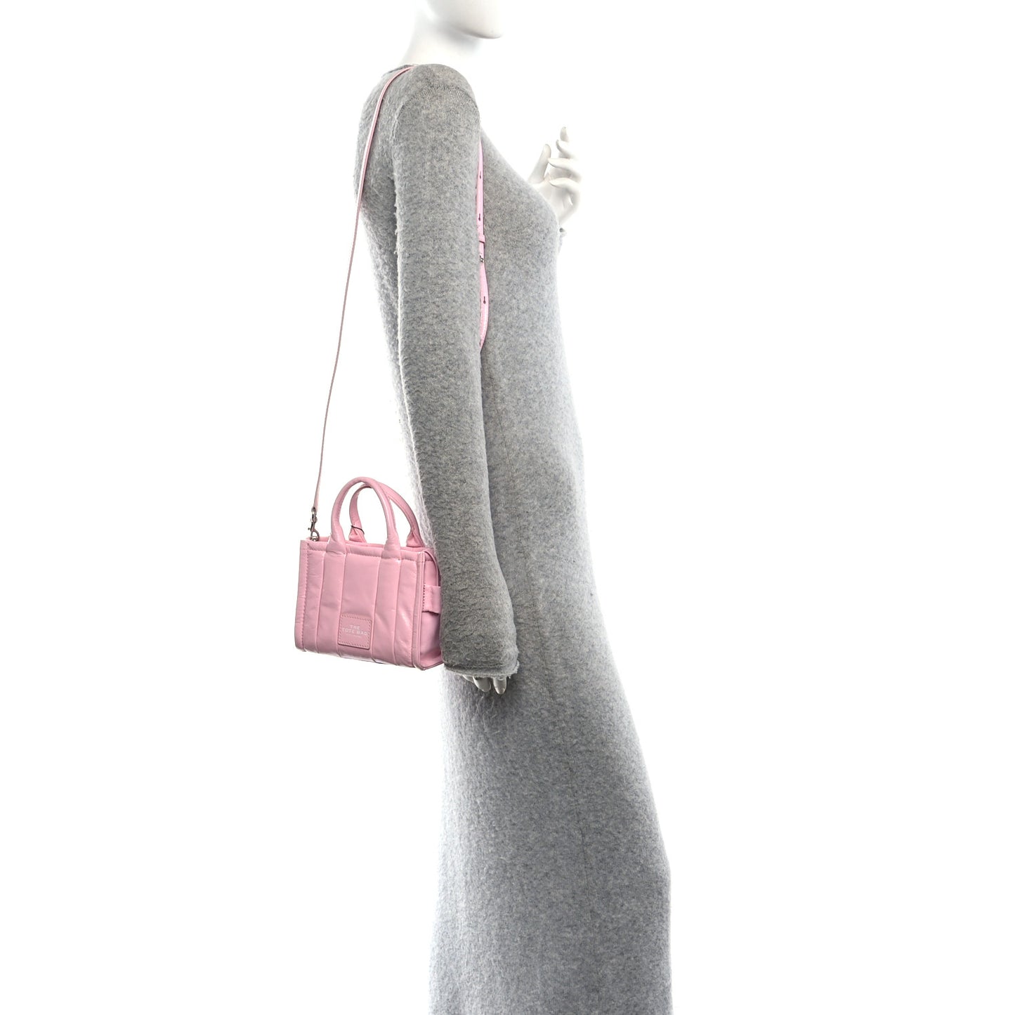 Shiny Crinkled Calfskin Mini The Tote Bag Pink