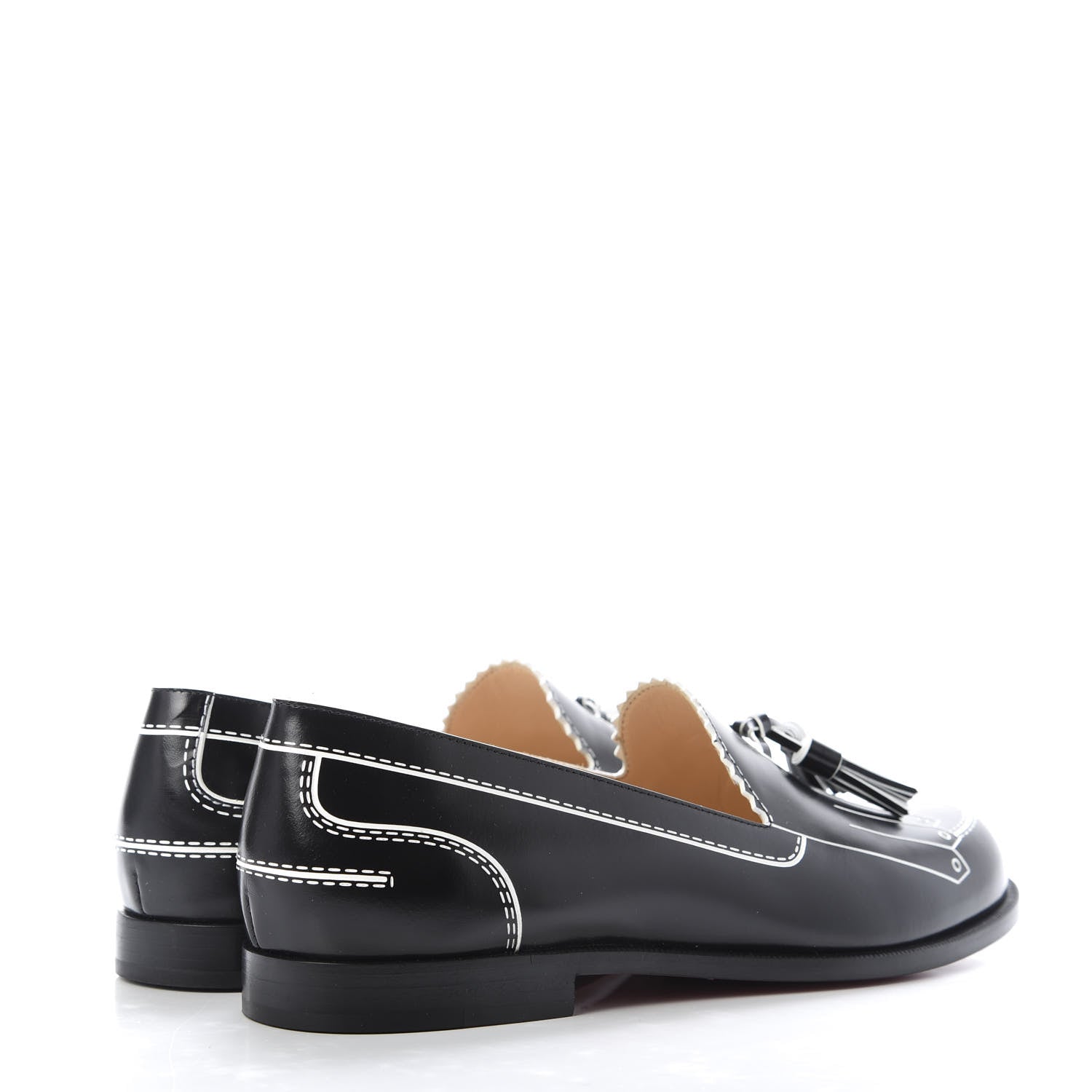 Christian Louboutin Calfskin Women Trompinetta Trompe L'oeil Loafers 36 Black 4 of 9