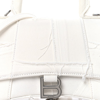 Balenciaga Denim Patchwork Small Hourglass Top Handle Bag White 7 of 13