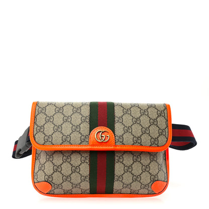 Gucci GG Supreme Monogram Web Small Ophidia Belt Bag Beige Ebony Orange Fluo 1 of 13