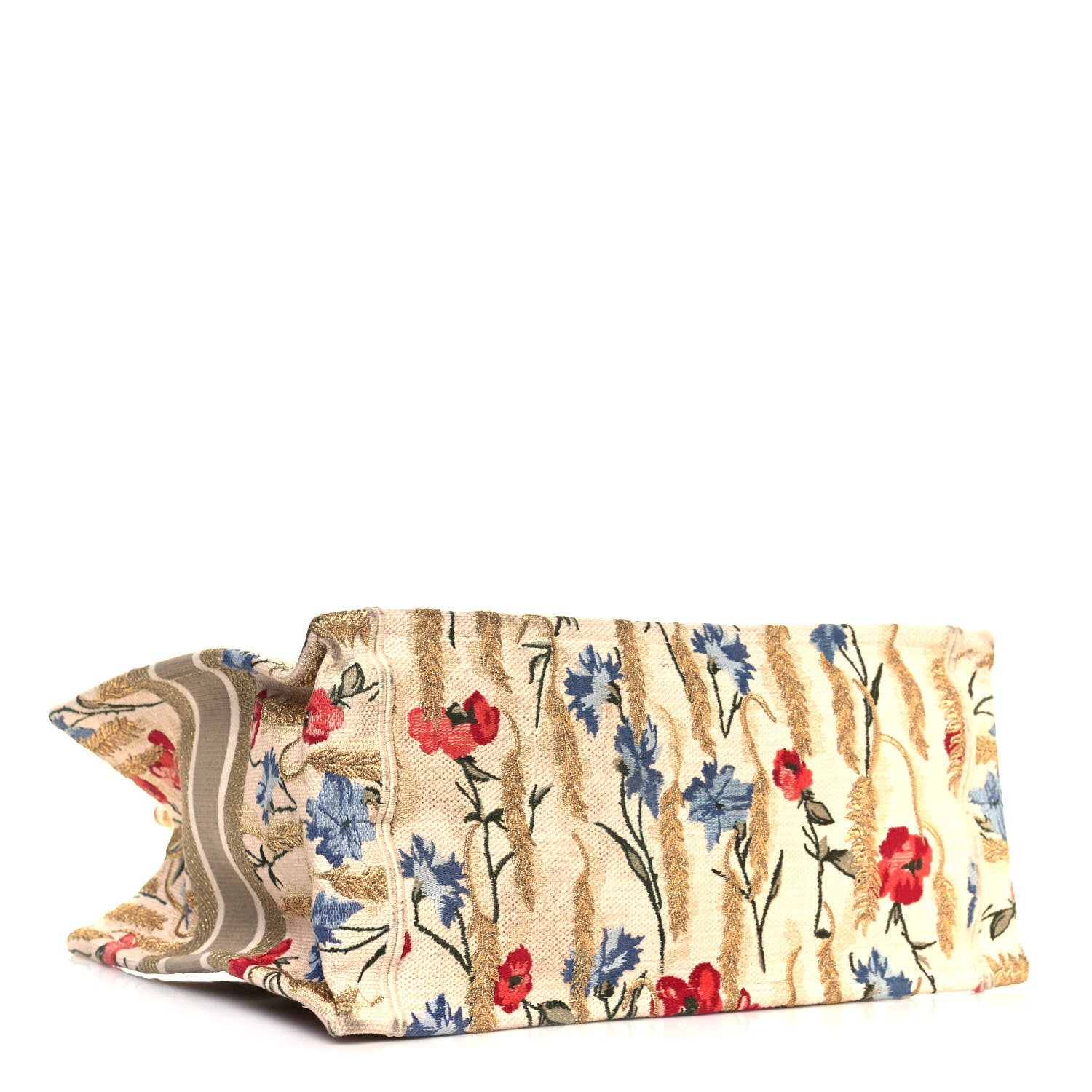 Christian Dior Canvas Embroidered Medium Hibiscus Book Tote Beige Multicolor 5 of 11