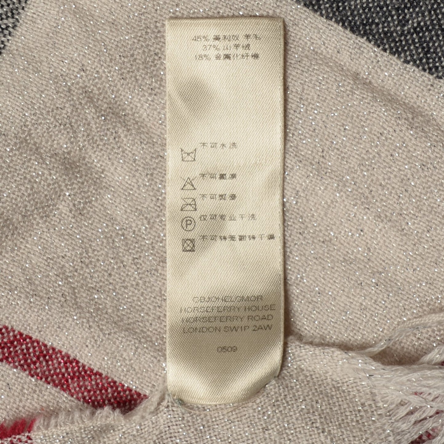 Merino Wool Cashmere Check Lightweight Scarf