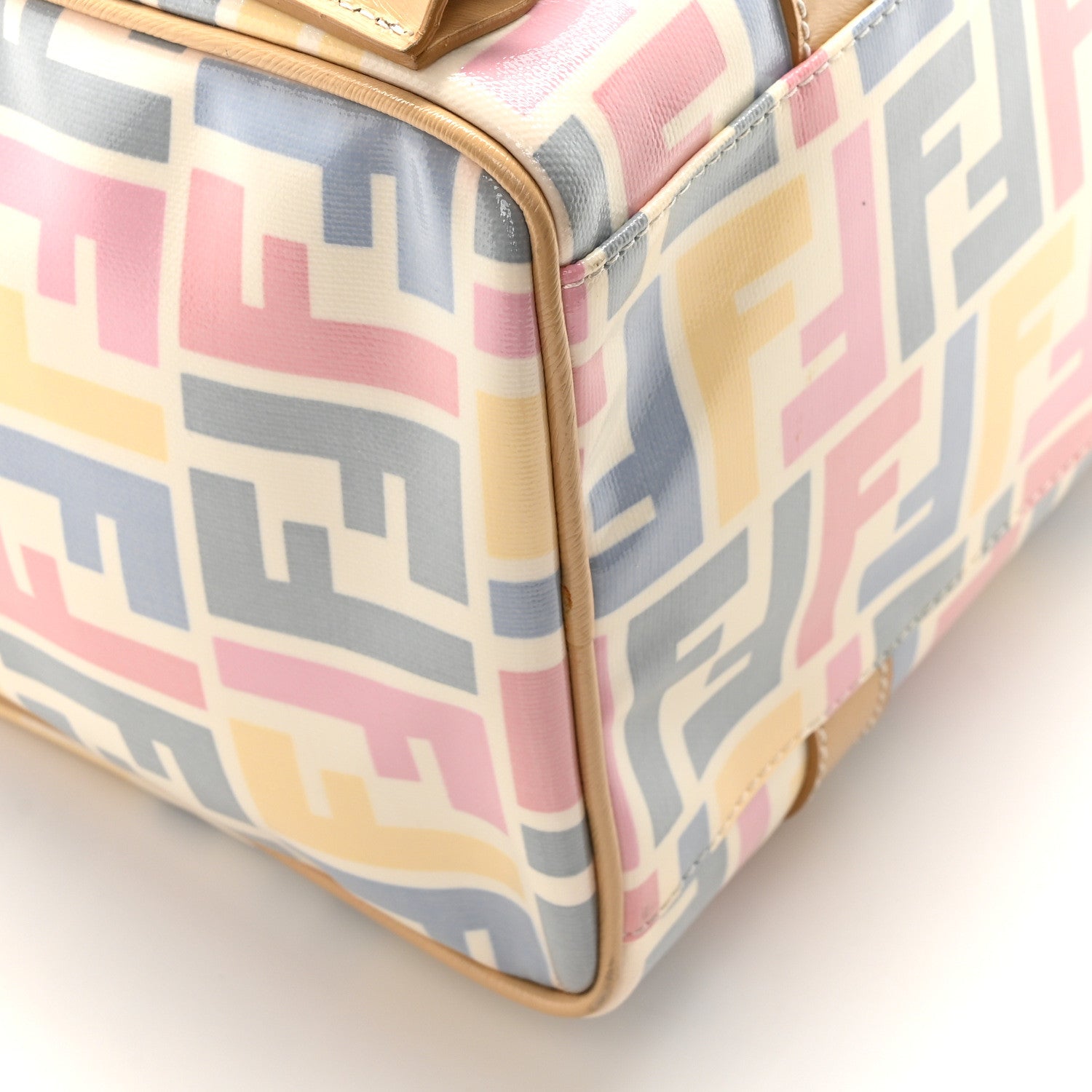 Fendi Vitello Grace Glazed Fabric FF Small Boston Multicolor White 9 of 10
