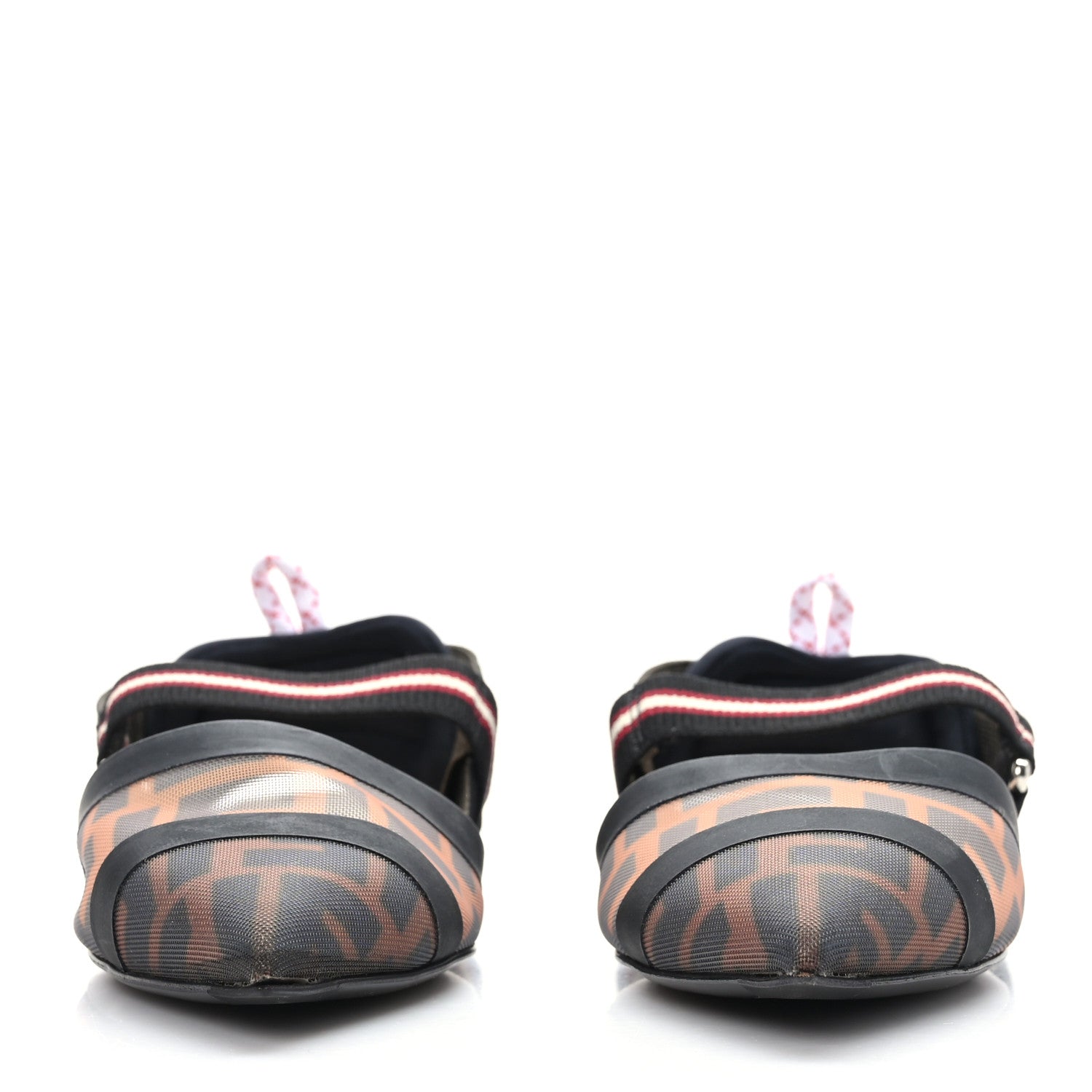 Fendi Technical Mesh FF Colibri Slingback Ballerina Flats 36 Tobacco Moro Black Militare 2 of 7