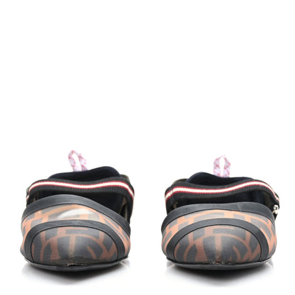 Fendi Technical Mesh FF Colibri Slingback Ballerina Flats 36 Tobacco Moro Black Militare 2 of 7