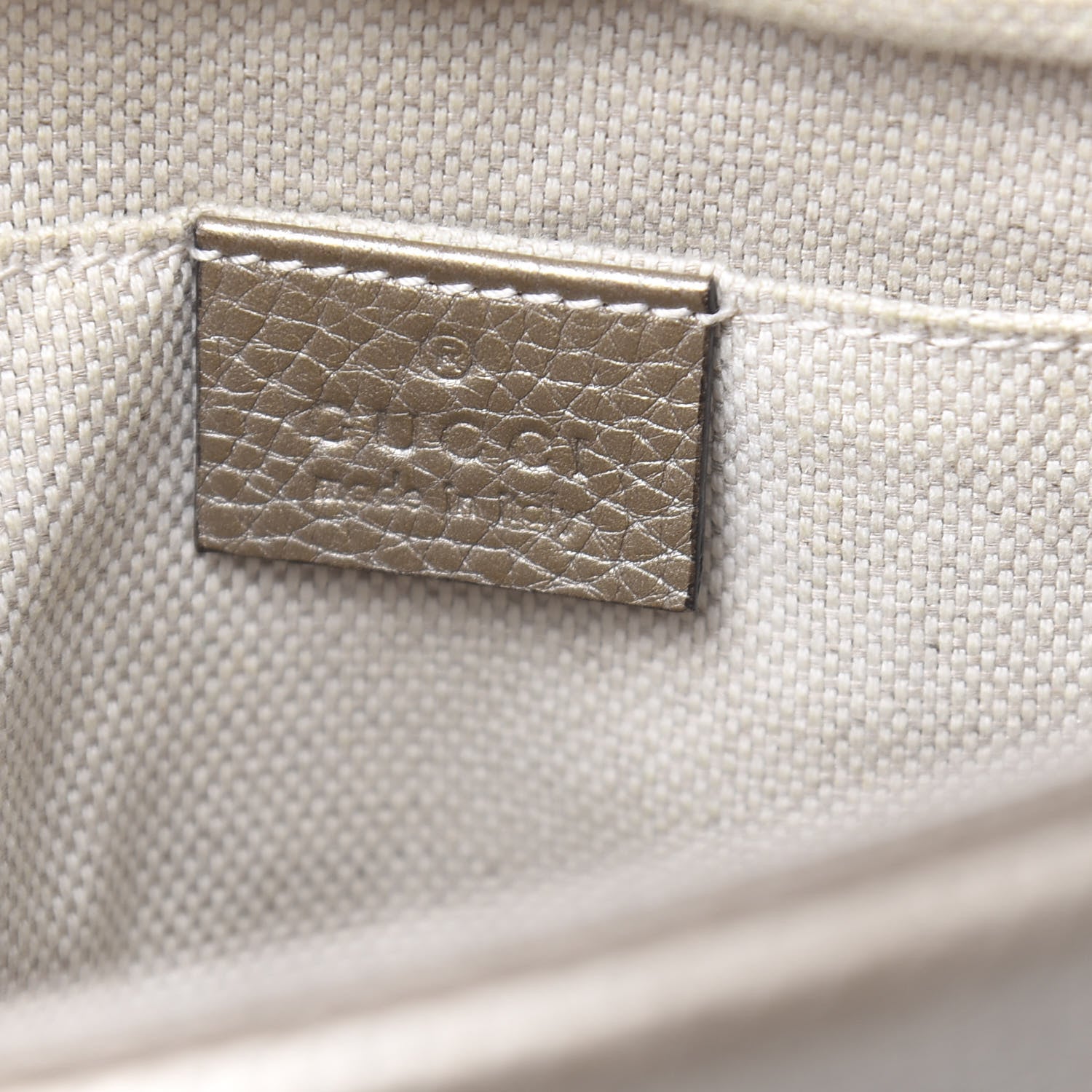 Gucci Metallic Pebbled Calfskin Small Soho Disco Bag Golden Beige 6 of 10