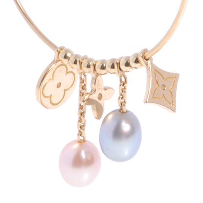 Louis Vuitton 18k Yellow Gold Pearl Monogram Hoop Earrings 6 of 7