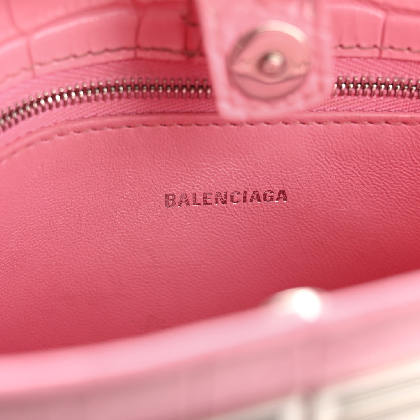 Shiny Super Supple Calfskin Crocodile Embossed Small XX Bag Sweet Pink