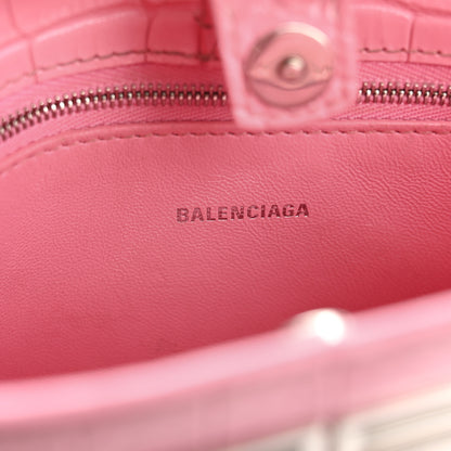 Balenciaga Shiny Super Supple Calfskin Crocodile Embossed Small XX Bag Sweet Pink 6 of 10