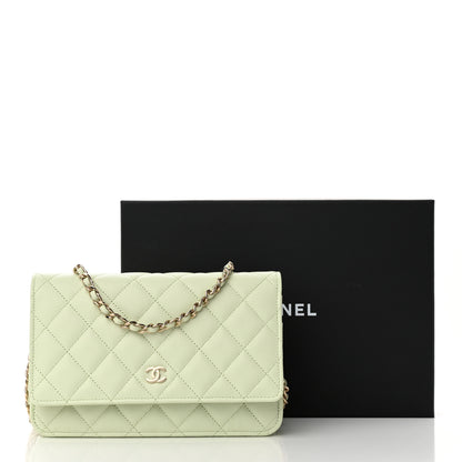 Chanel Caviar Quilted Wallet on Chain WOC Light Green 12 of 12
