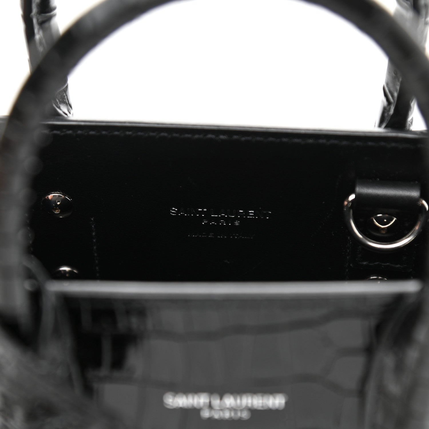 Saint Laurent Calfskin Crocodile Embossed Nano Sac De Jour Black 6 of 11