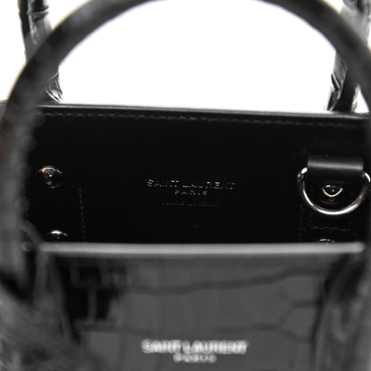 Saint Laurent Calfskin Crocodile Embossed Nano Sac De Jour Black 6 of 11