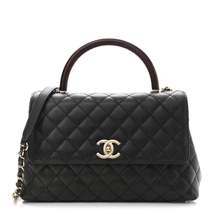 Chanel Caviar Lizard Embossed Quilted Small Coco Handle Flap Black 1 of 10
