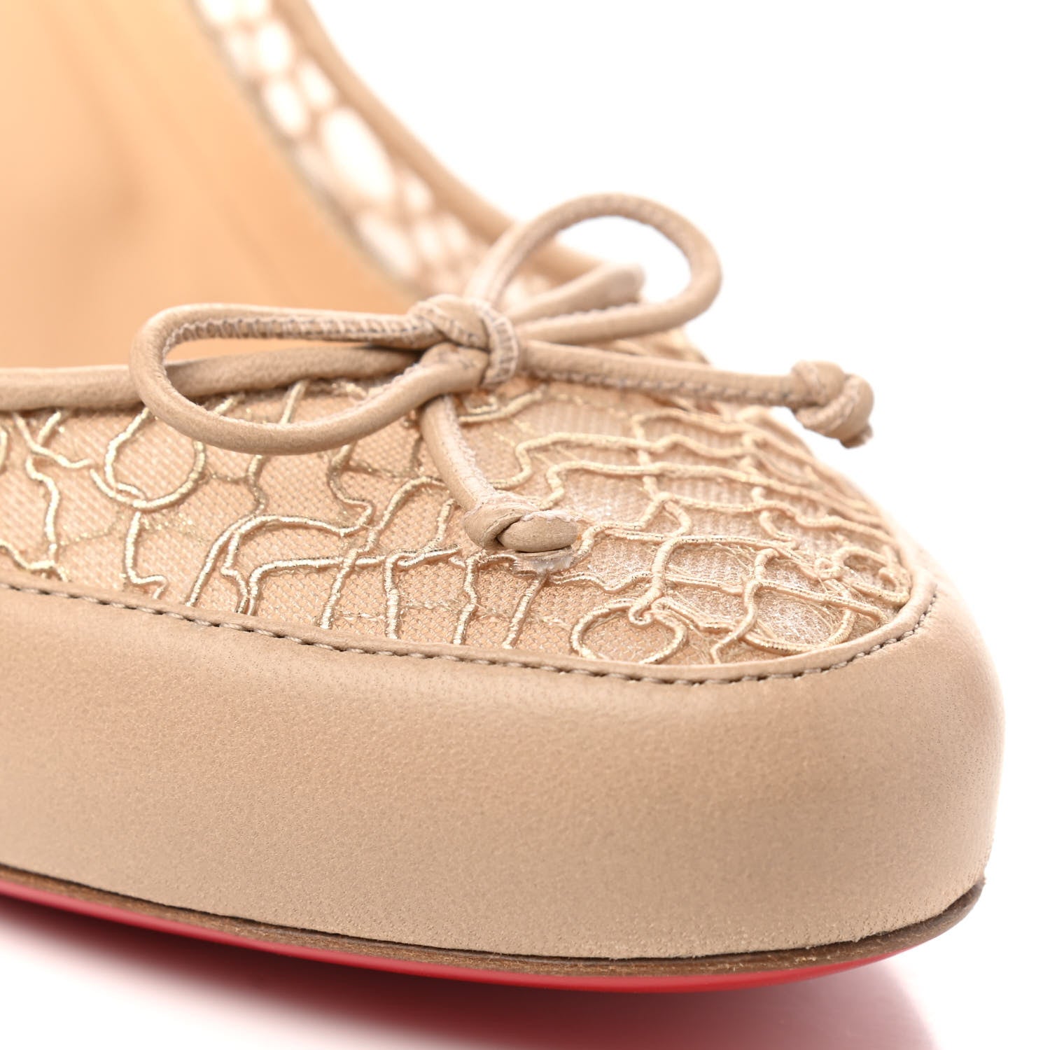 Christian Louboutin Nappa Dentelle Chainette Ladylace 85 Pumps 38.5 Nude 9 of 10